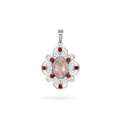 Sterling Silver Rose Quartz & Garnet Pendant SSP213