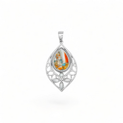 Sterling Silver Spiny Oyster turquoise & Pearl Pendant SSP214