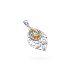 Sterling Silver Spiny Oyster turquoise & Pearl Pendant SSP214