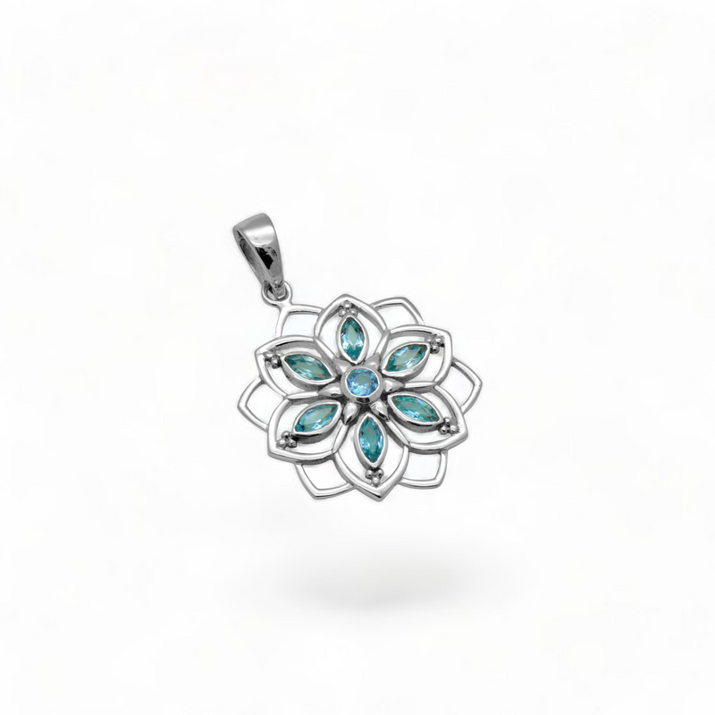 Sterling Silver Blue Topaz Pendant SSP219