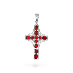 Sterling Silver Garnet Cross Pendant SSP228