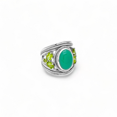 Sterling Silver Green Onyx & Peridot Ring SSR349