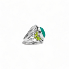 Sterling Silver Green Onyx & Peridot Ring SSR349