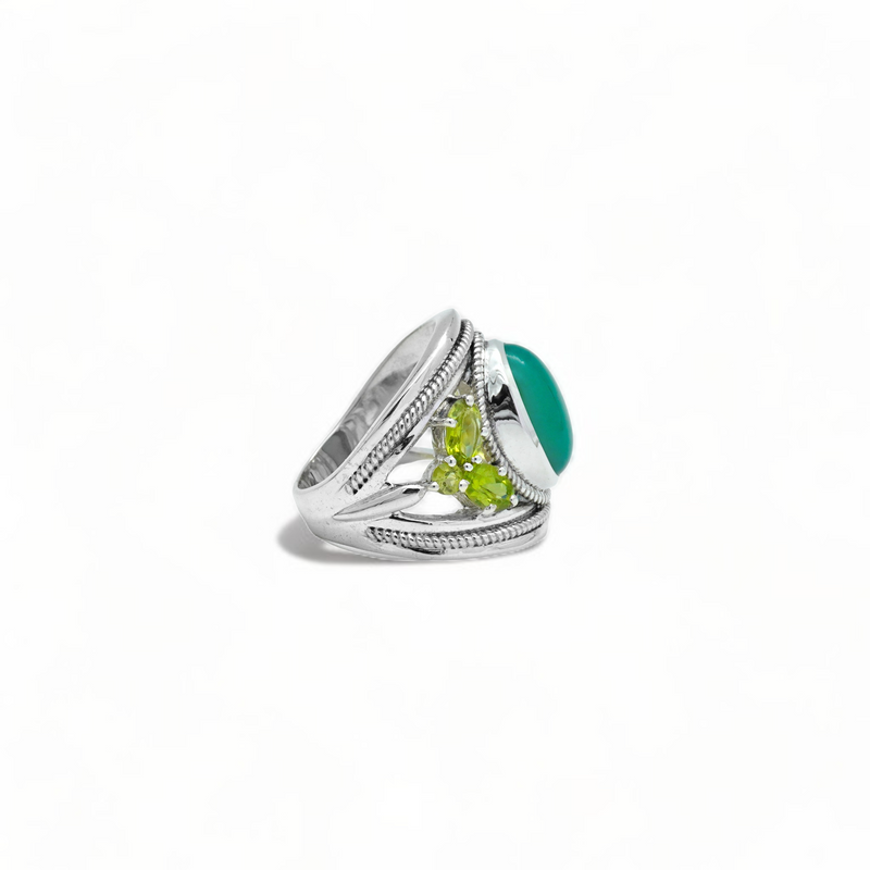 Sterling Silver Green Onyx & Peridot Ring SSR349