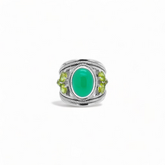 Sterling Silver Green Onyx & Peridot Ring SSR349