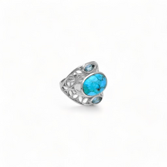 Sterling Silver Turquoise & Blue Topaz Ring SSR357