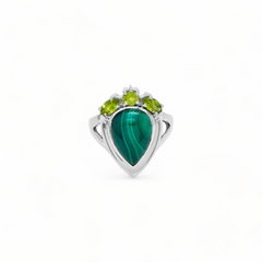 Sterling Silver Malachite & Peridot Ring SSR352