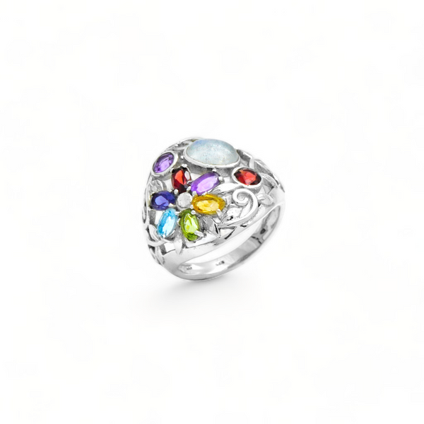 Sterling Silver Multi Gemstone Ring SSR353