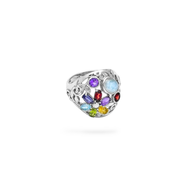 Sterling Silver Multi Gemstone Ring SSR353