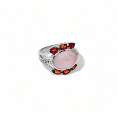 Sterling Silver Rose Quartz & Garnet Ring SSR355