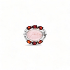 Sterling Silver Rose Quartz & Garnet Ring SSR355