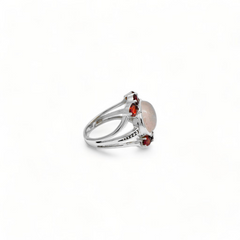 Sterling Silver Rose Quartz & Garnet Ring SSR355