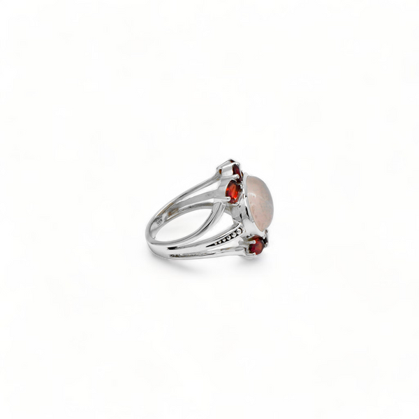 Sterling Silver Rose Quartz & Garnet Ring SSR355