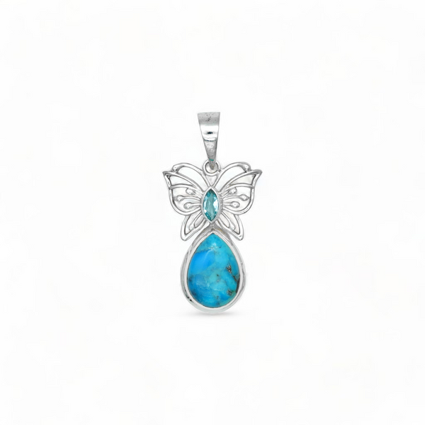 Sterling Silver Turquoise & Topaz Pendant SSP216