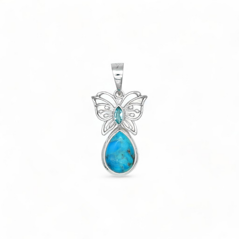 Sterling Silver Turquoise & Topaz Pendant SSP216