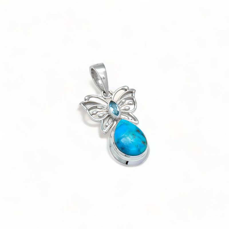 Sterling Silver Turquoise & Topaz Pendant SSP216