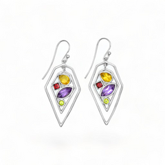 Sterling Silver Multi Gemstone Earrings SSER57