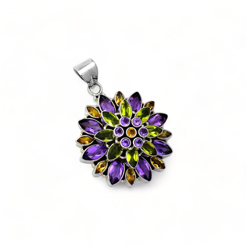 Sterling Silver Multi Gemstone Pendant SSP145