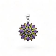Sterling Silver Multi Gemstone Pendant SSP145