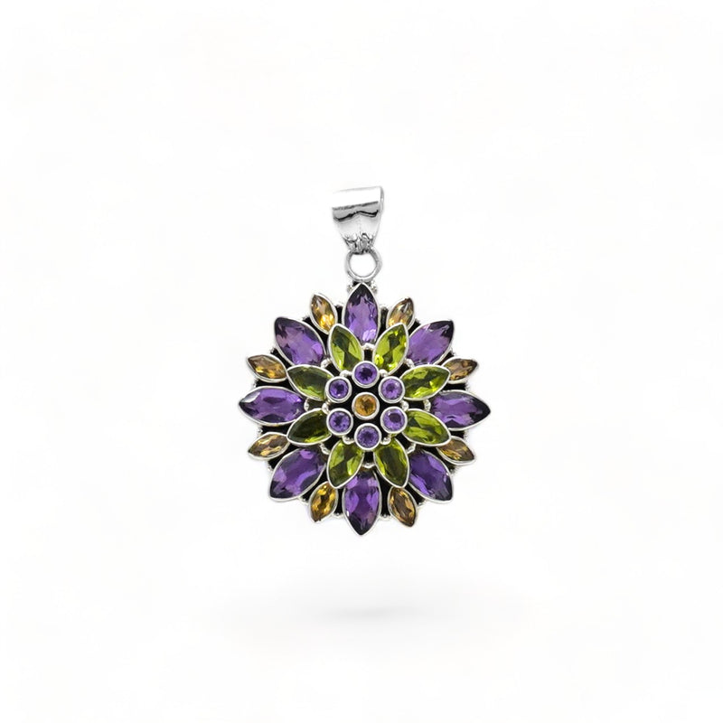 Sterling Silver Multi Gemstone Pendant SSP145