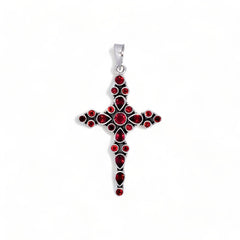 Sterling Silver Garnet Cross Pendant SSP220