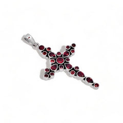 Sterling Silver Garnet Cross Pendant SSP220