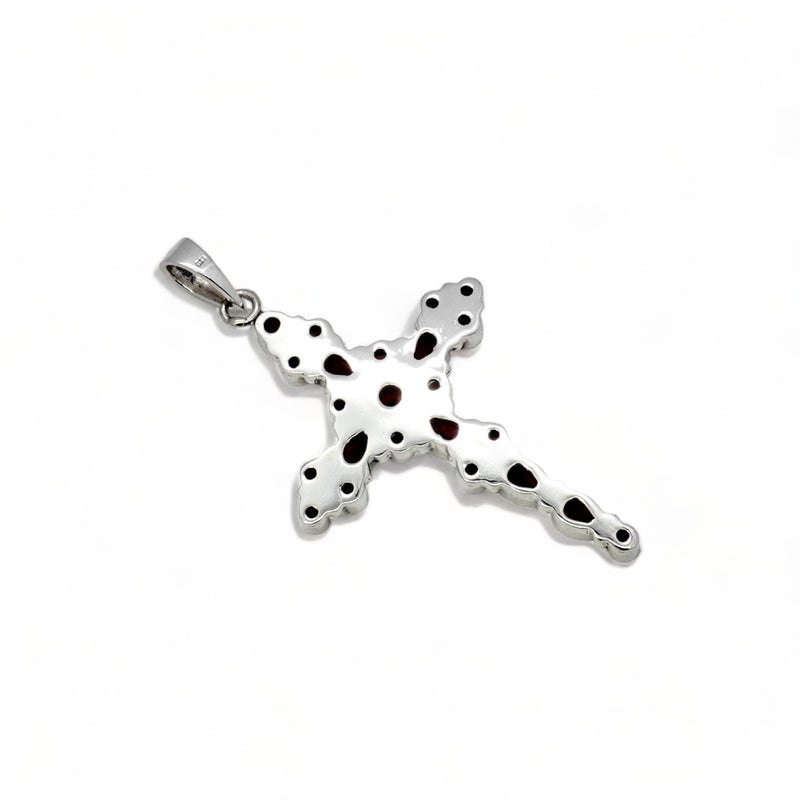 Sterling Silver Garnet Cross Pendant SSP220