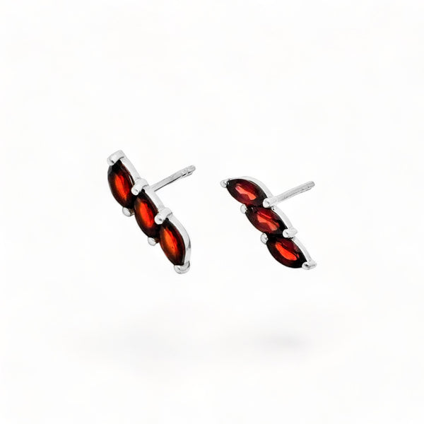 Sterling Silver Garnet Stud Earrings SSER212