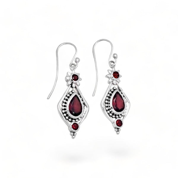 Sterling Silver Garnet Earrings SSER214