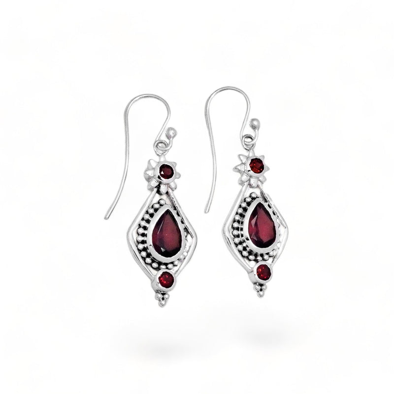Sterling Silver Garnet Earrings SSER214