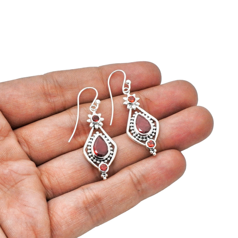 Sterling Silver Garnet Earrings SSER214