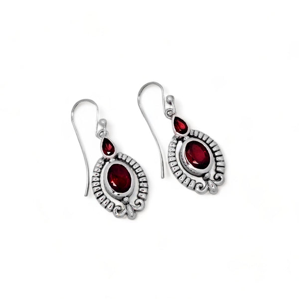 Sterling Silver Garnet Earrings SSER216