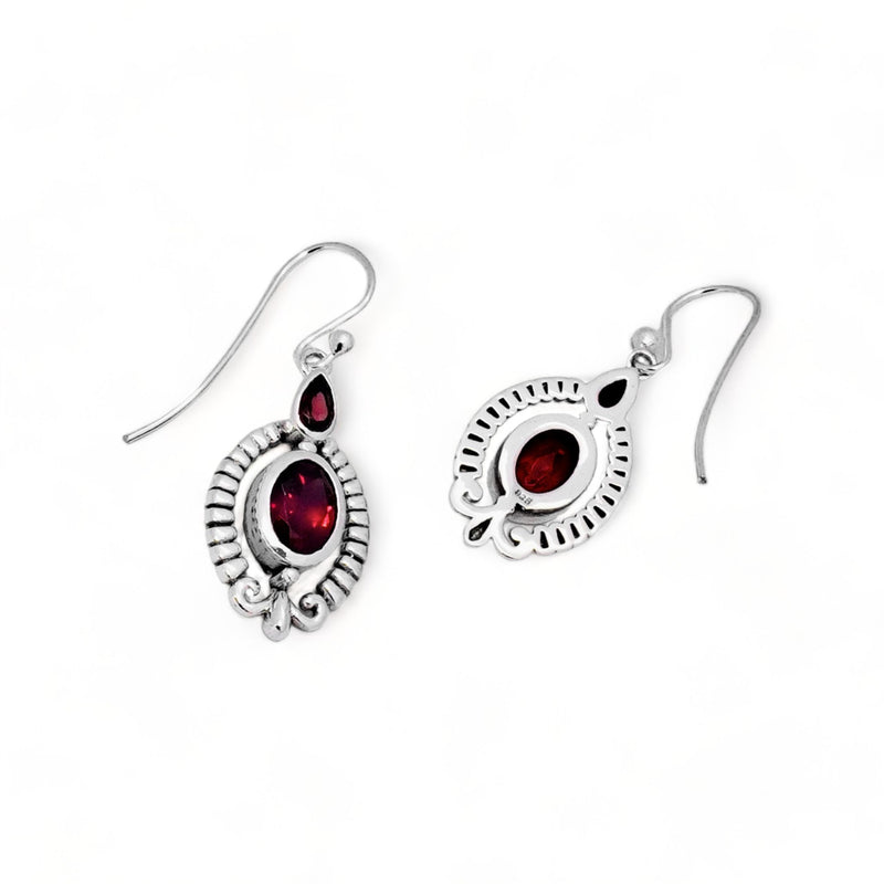 Sterling Silver Garnet Earrings SSER216