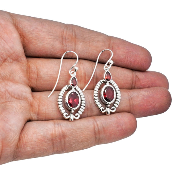 Sterling Silver Garnet Earrings SSER216