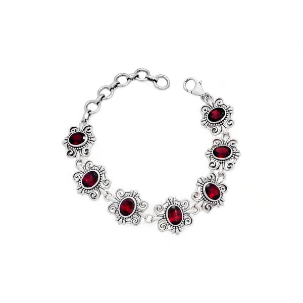 Sterling Silver Garnet Bracelet SSBR85