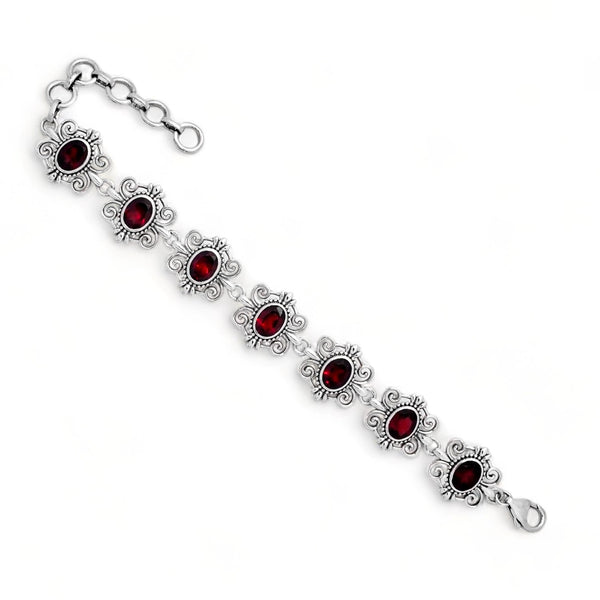 Sterling Silver Garnet Bracelet SSBR85