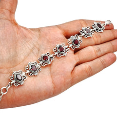 Sterling Silver Garnet Bracelet SSBR85