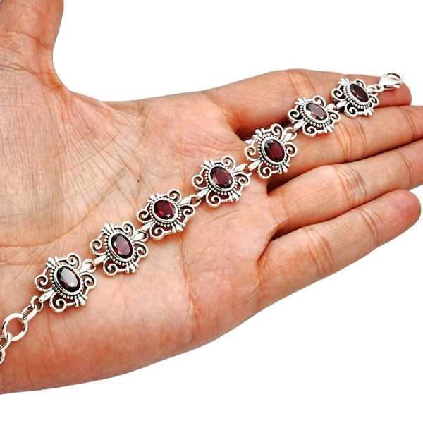 Sterling Silver Garnet Bracelet SSBR85