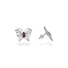 Sterling Silver Garnet Butterfly Earrings SSER222