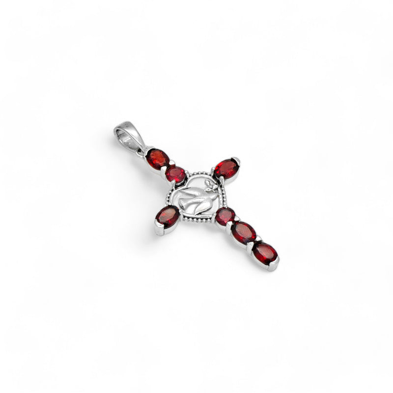 Sterling Silver Garnet Cross Pendant SSP221