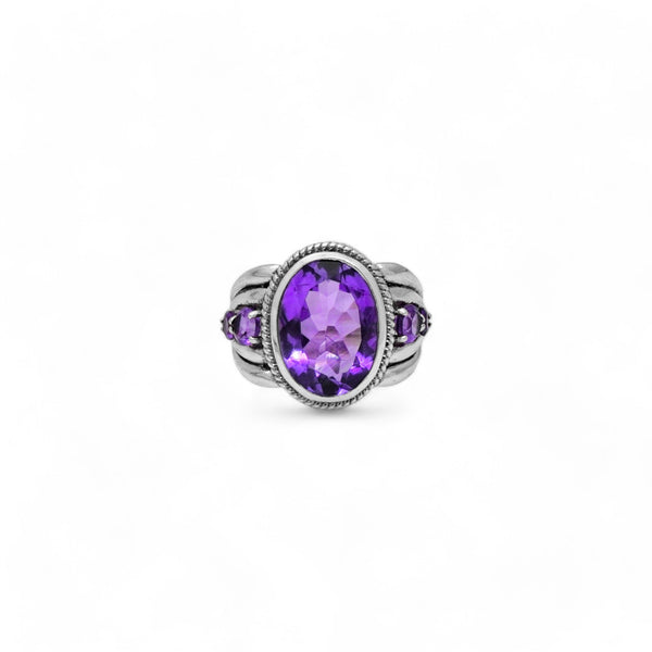 Sterling Silver Amethyst Ring SSR358