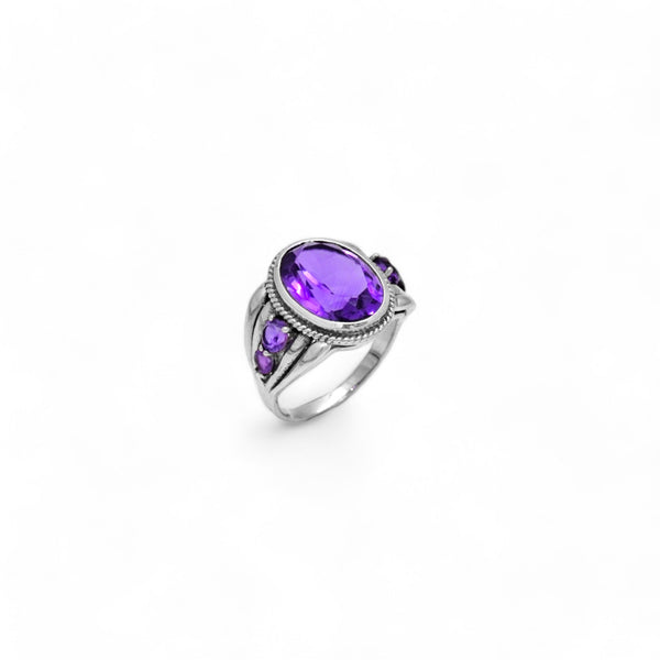 Sterling Silver Amethyst Ring SSR358