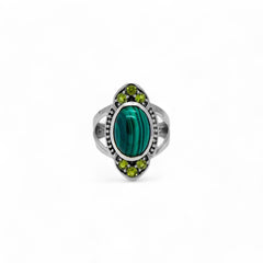 Sterling Silver Malachite & Peridot Ring SSR364