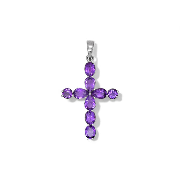 Sterling Silver Amethyst Cross Pendant SSP225