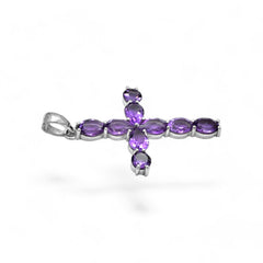 Sterling Silver Amethyst Cross Pendant SSP225