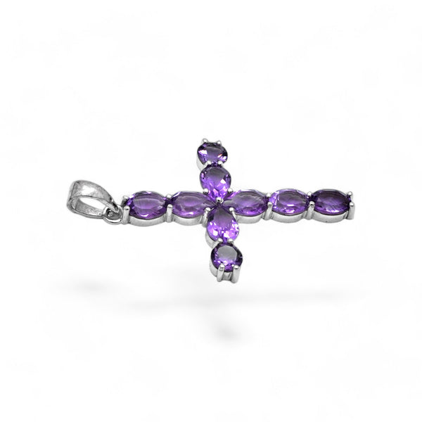 Sterling Silver Amethyst Cross Pendant SSP225