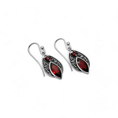 Sterling Silver Garnet Oxidized Earrings SSER225