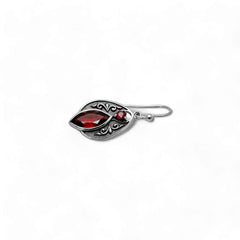 Sterling Silver Garnet Oxidized Earrings SSER225
