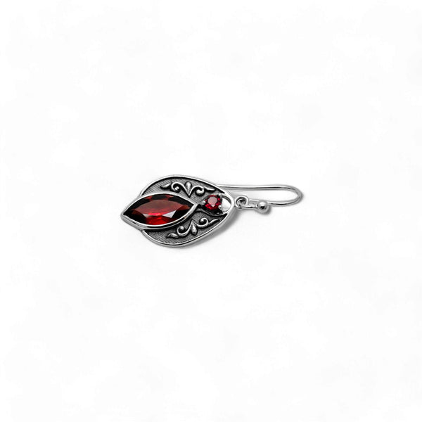 Sterling Silver Garnet Oxidized Earrings SSER225