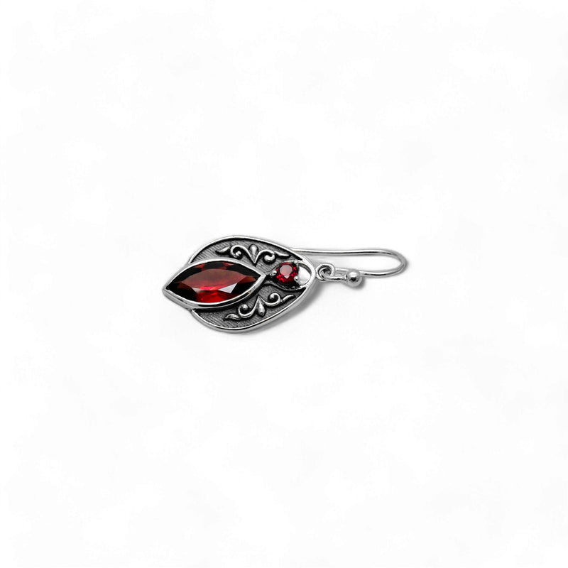 Sterling Silver Garnet Oxidized Earrings SSER225